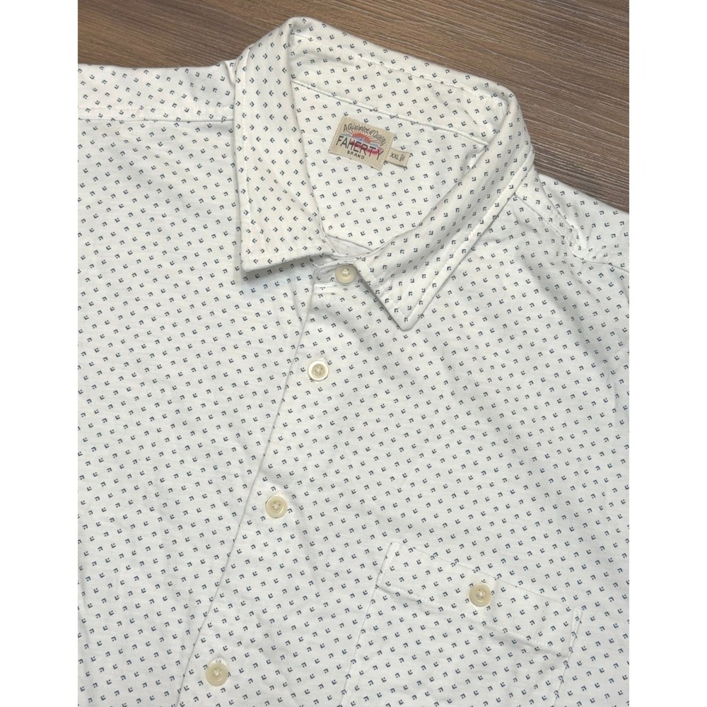 Faherty Movement Monterey Mens Short Sleeve Knit Geometric Pattern Shirt Sz 2XL